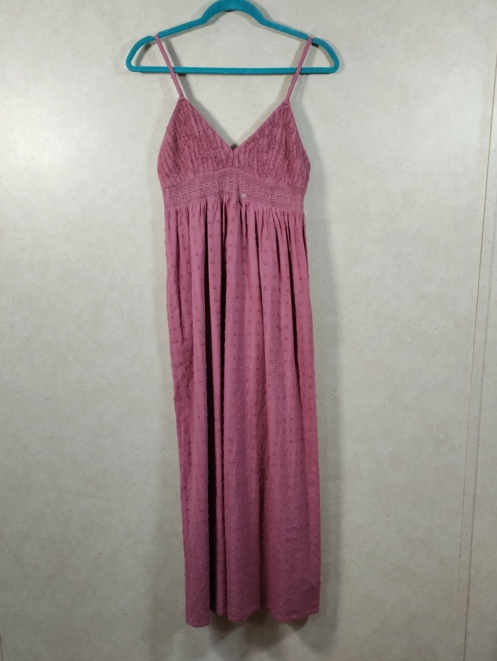 H144 Sim & Sam Mauve Maxi Dress with Smocked Bodice M NWT